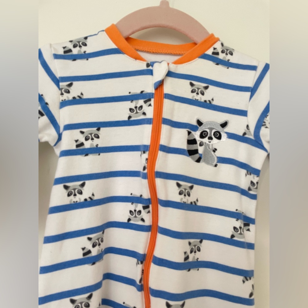 5/$30♥️Tuffy-Striped Blue and White Raccoon Kids One Piece